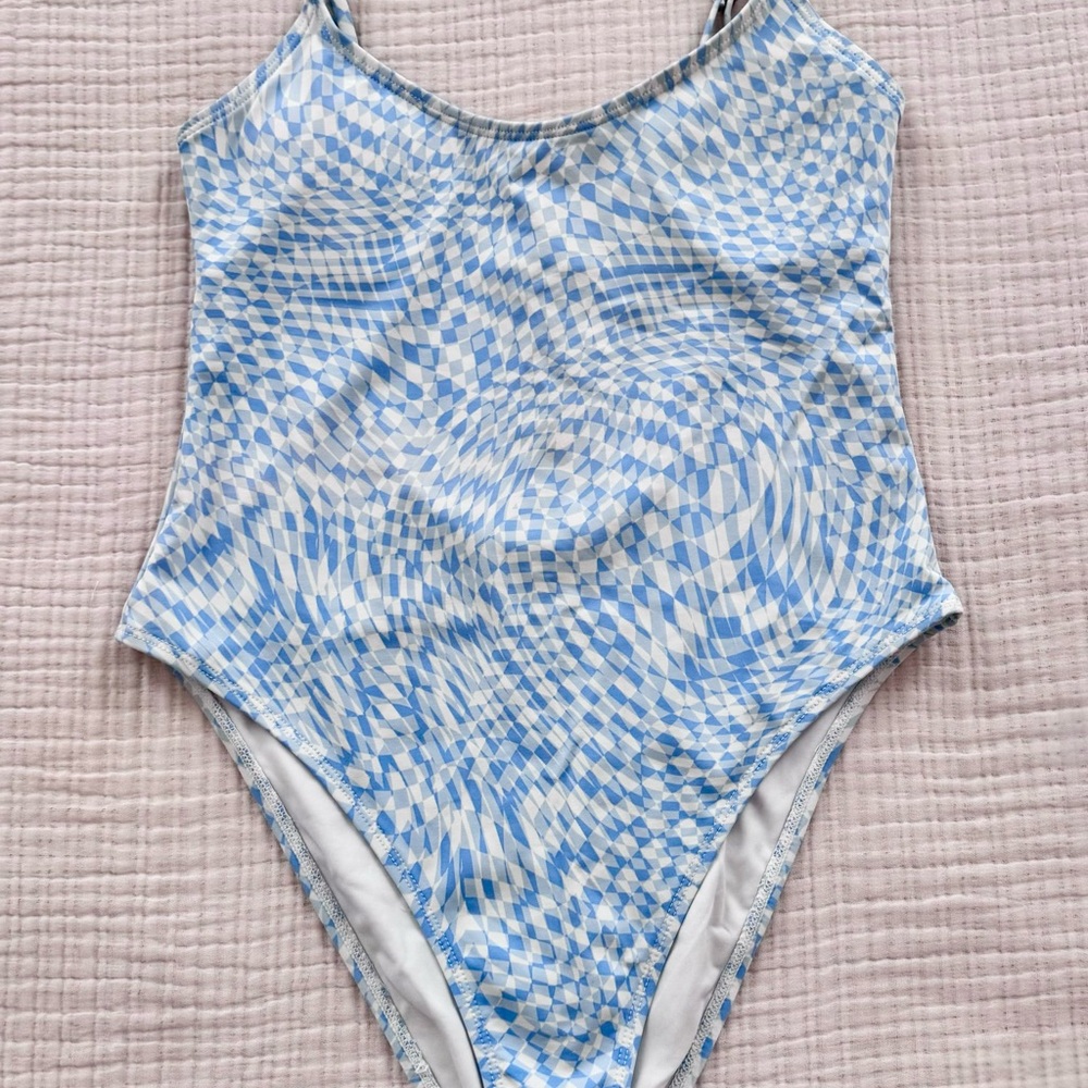 Blue checkered one piece